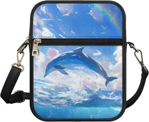 Unisex Leather Purse, Handbag Portable Crossbody Bag with Inside Card Slots Fashion Prints for Easter & Daily Uses