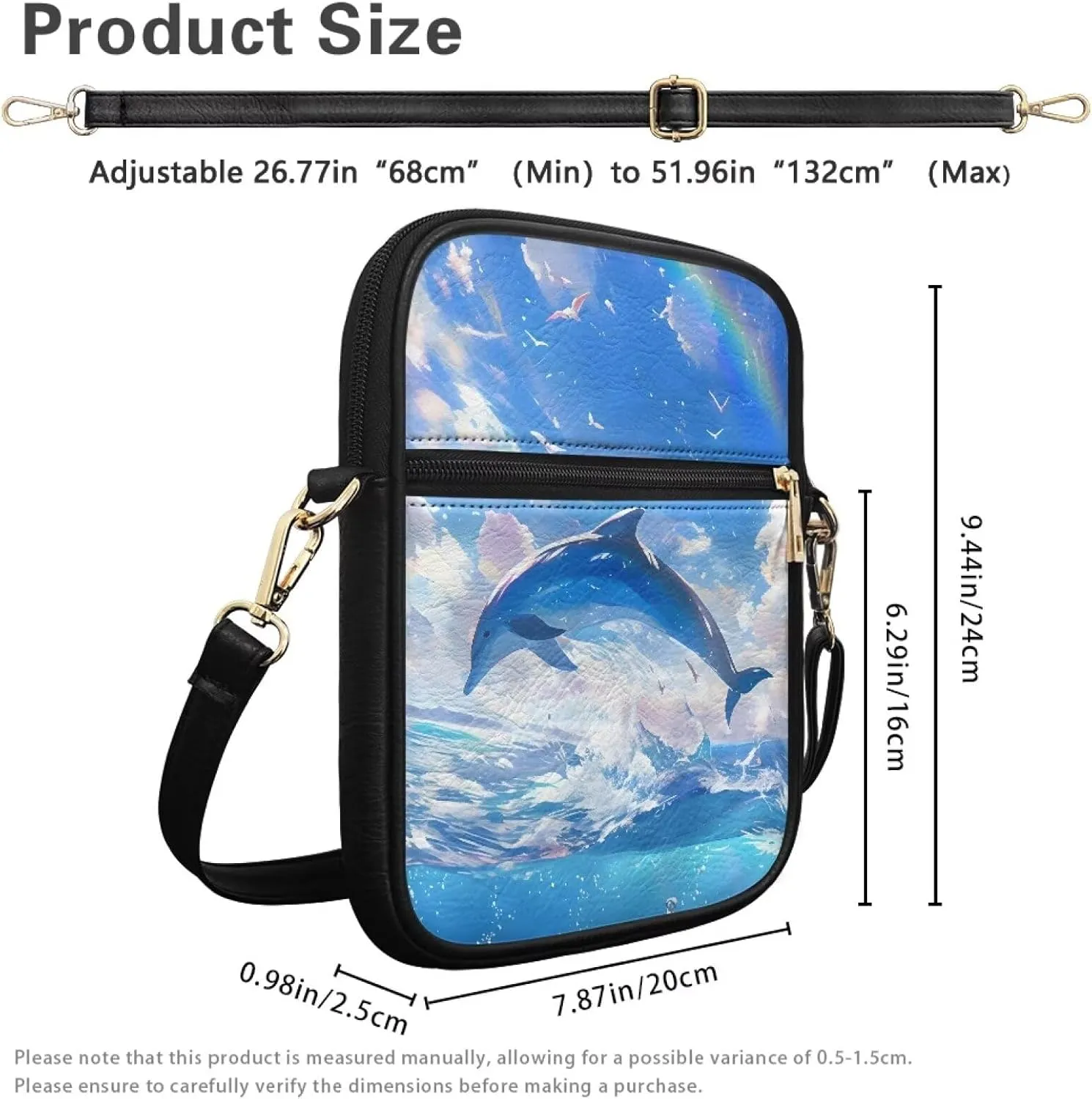 Unisex Leather Purse, Handbag Portable Crossbody Bag with Inside Card Slots Fashion Prints for Easter & Daily Uses