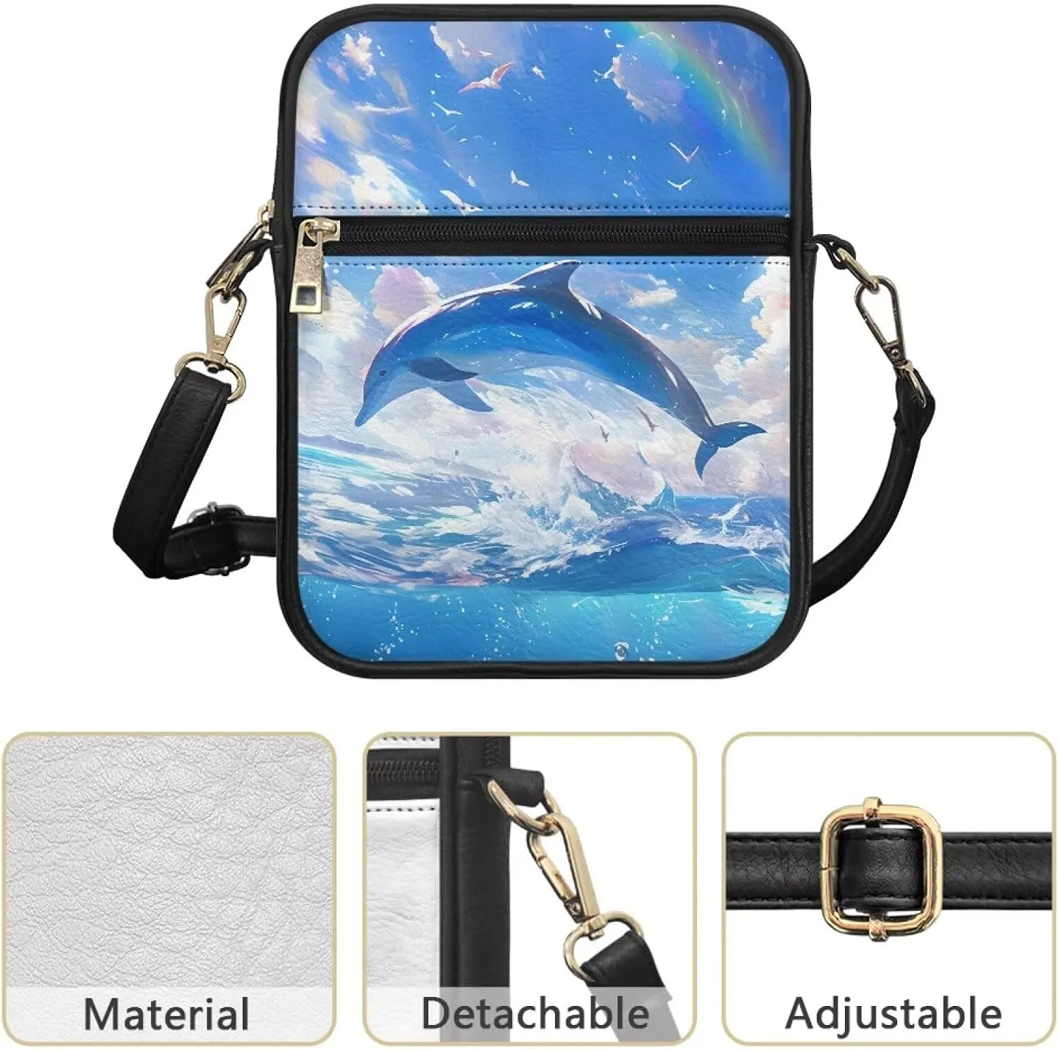 Unisex Leather Purse, Handbag Portable Crossbody Bag with Inside Card Slots Fashion Prints for Easter & Daily Uses