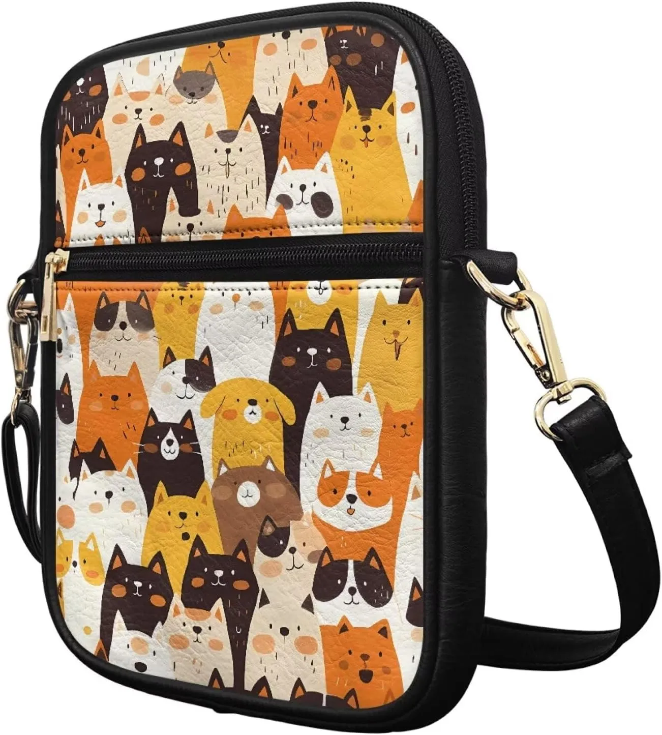 Unisex Leather Purse, Handbag Portable Crossbody Bag with Inside Card Slots Fashion Prints for Easter & Daily Uses