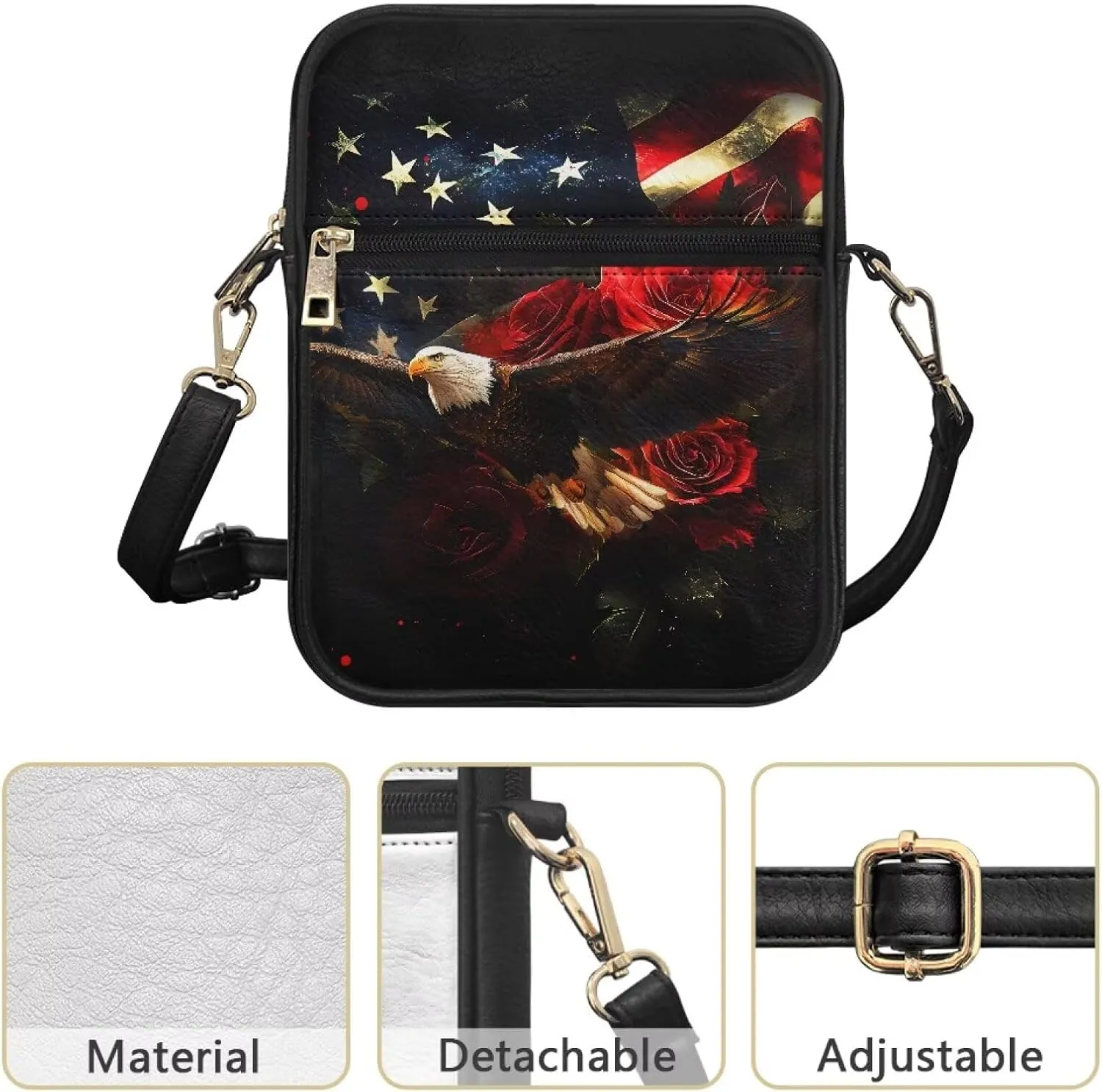 Unisex Leather Purses, Stylish Crossbody Bags Shoulder Bag Travel Shoulder Bag for Spring Travel & Musical Festival