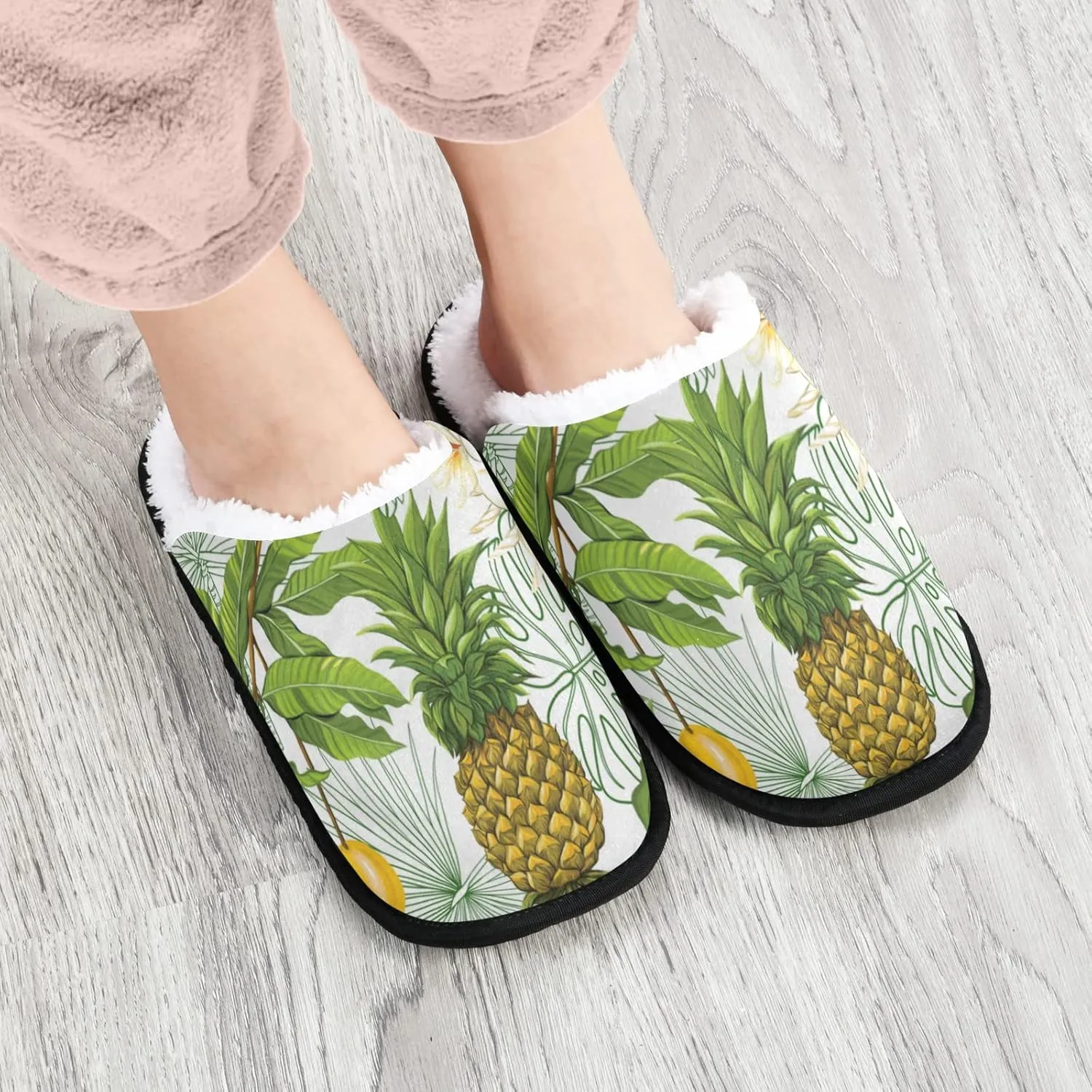 Unisex Slippers Fuzzy Feet Plush Cotton Slippers Anti-Slip Warm House Shoes M/L