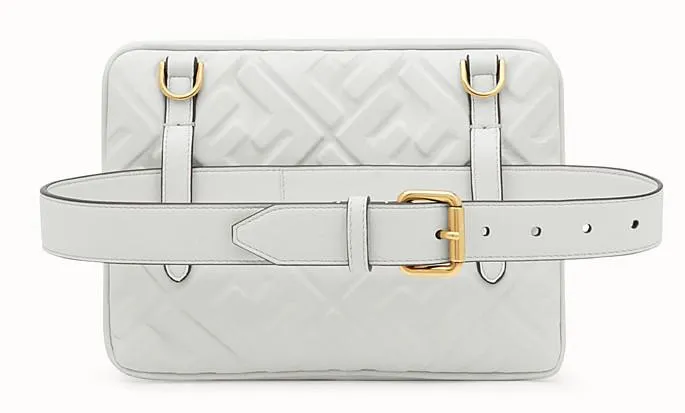 Upside Down Leather Bag, White