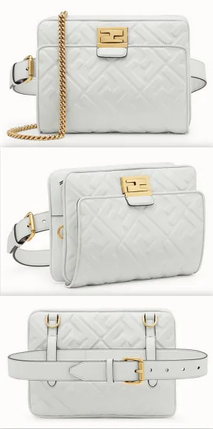 Upside Down Leather Bag, White