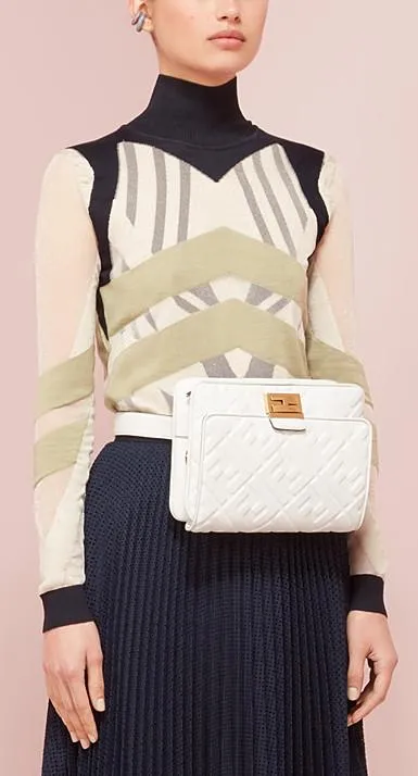 Upside Down Leather Bag, White