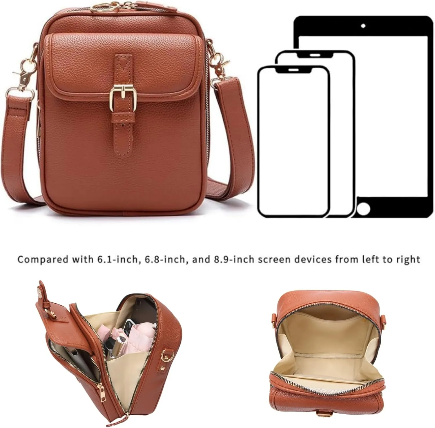 Urvashi Crossbody Leather Bag for Women, 10 Card Slot Upgraded Vintage Anti Theft Purse, Built in Wallet