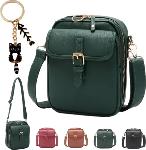 Urvashi Crossbody Leather Bag for Women, 10 Card Slot Upgraded Vintage Anti Theft Purse, Built in Wallet