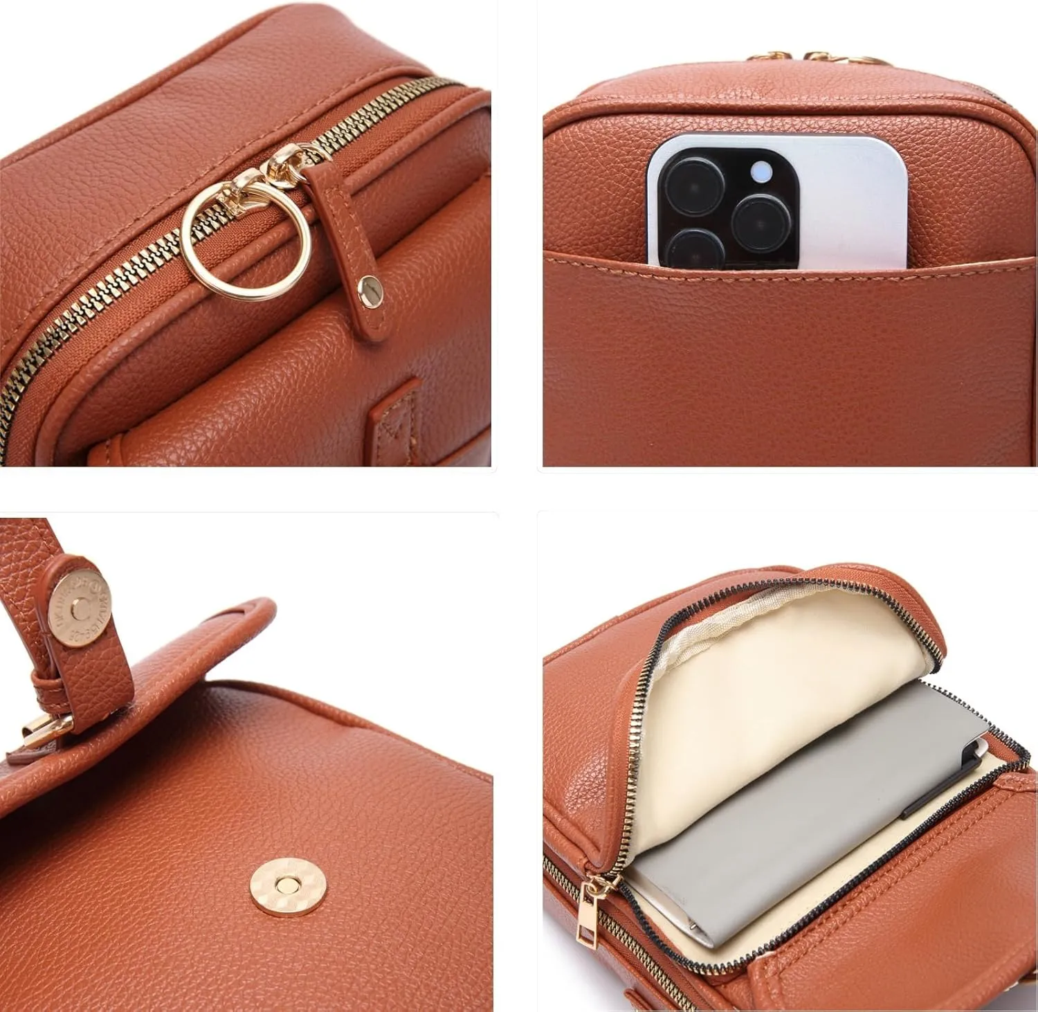 Urvashi Crossbody Leather Bag for Women, 10 Card Slot Upgraded Vintage Anti Theft Purse, Built in Wallet