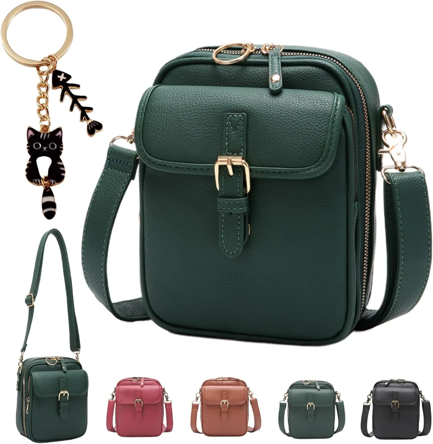 Urvashi Crossbody Leather Bag for Women, 10 Card Slot Upgraded Vintage Anti Theft Purse, Built in Wallet