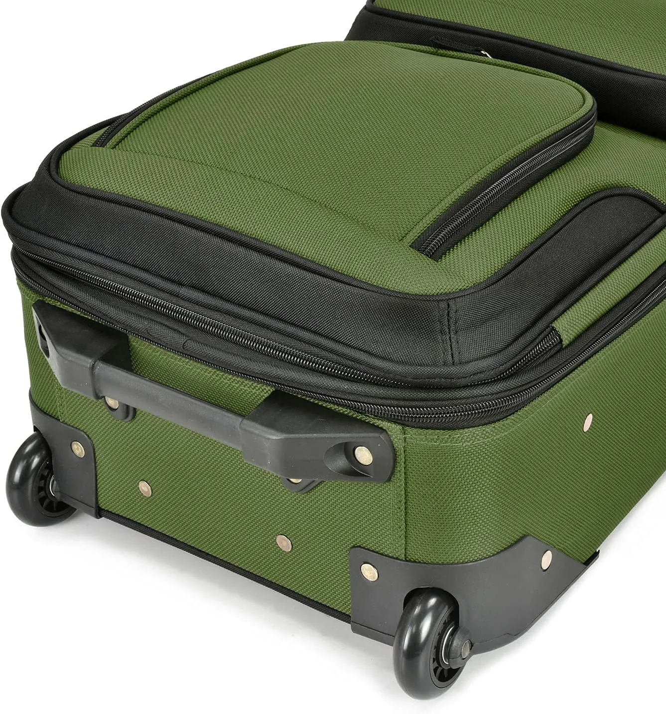 U.S. Traveler Lightweight Rolling 20" Carry On Luggage Softside Suitcase, Green, 2 Wheel-1 Piece