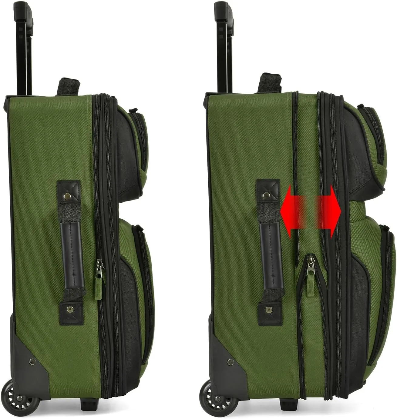 U.S. Traveler Lightweight Rolling 20" Carry On Luggage Softside Suitcase, Green, 2 Wheel-1 Piece