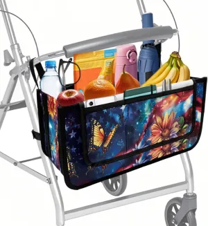 USA Flag Flower Butterfly Rollator Bag Folding Bag Tote Organizer Pouch Storage to Walkers for Senoirs Walker Accessories for Elderly Senior