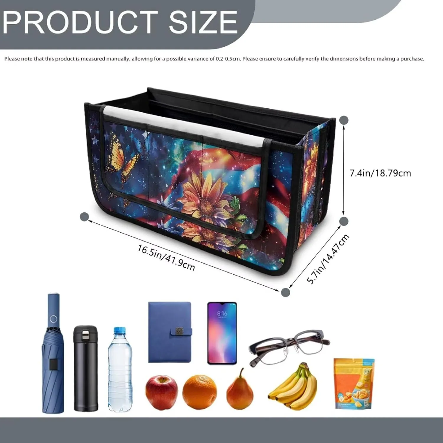 USA Flag Flower Butterfly Rollator Bag Folding Bag Tote Organizer Pouch Storage to Walkers for Senoirs Walker Accessories for Elderly Senior
