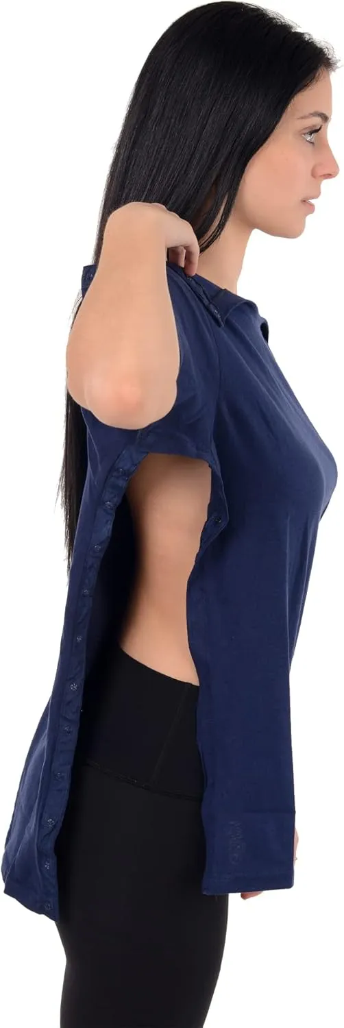 USBD Post Surgery Shoulder Recovery Shirt Tearaway Snap Open Design Tshirt for Easy Chemo Port Access Tee