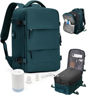 Vacuum Backpack Travel Compression Bags with Air Pump for Carry On Luggage Airback Seal Backpack for Men Waterproof 18x14x8 inches Personal Item Travel Bag with Vacuum Compression for Women -Dark Blue