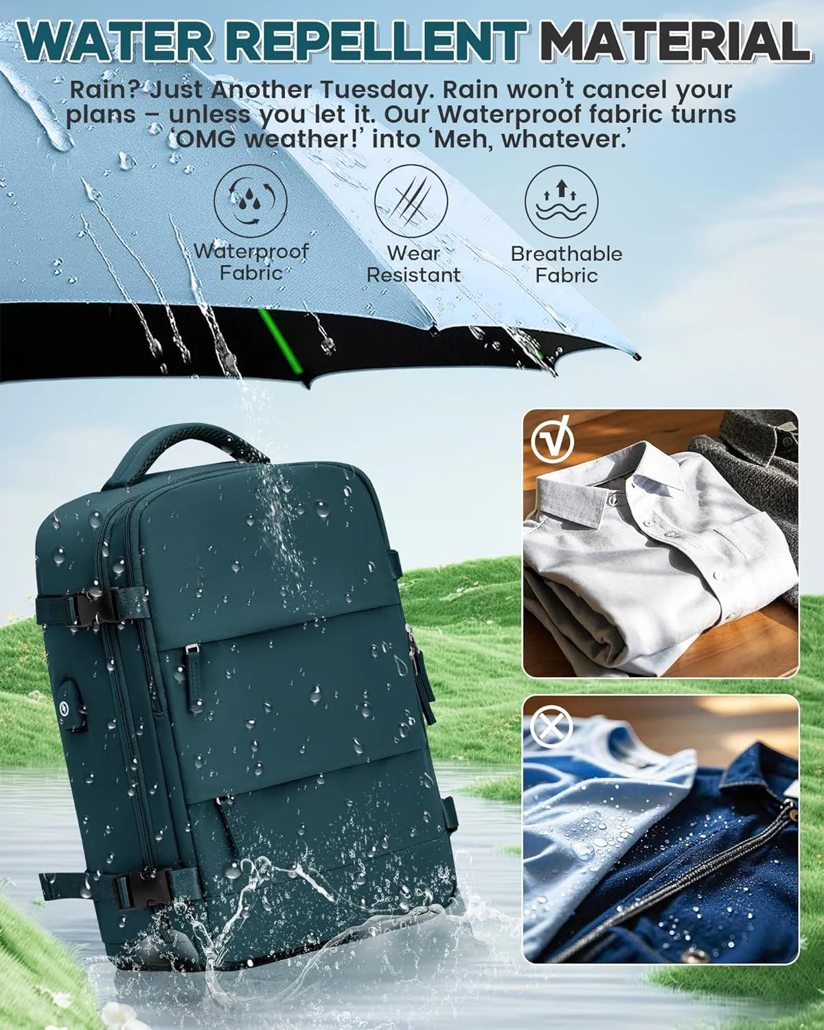 Vacuum Backpack Travel Compression Bags with Air Pump for Carry On Luggage Airback Seal Backpack for Men Waterproof 18x14x8 inches Personal Item Travel Bag with Vacuum Compression for Women -Dark Blue