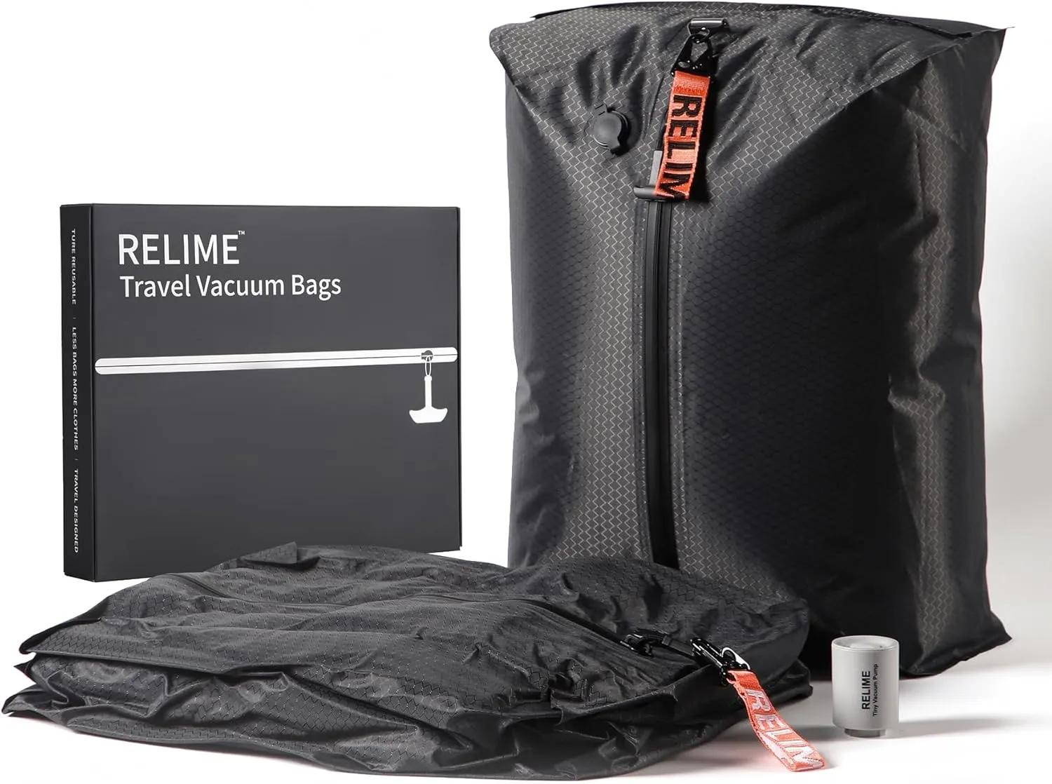 Vacuum Bags for Travel Luggage with Wireless Pump, Revolutionary Reusable Compression Bags for Carry On Suitcases and Backpack, Vacuum Seal Packing cube for Cloth Packing (2PC   PUMP)