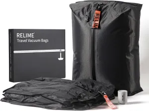 Vacuum Bags for Travel Luggage with Wireless Pump, Revolutionary Reusable Compression Bags for Carry On Suitcases and Backpack, Vacuum Seal Packing cube for Cloth Packing (2PC   PUMP)