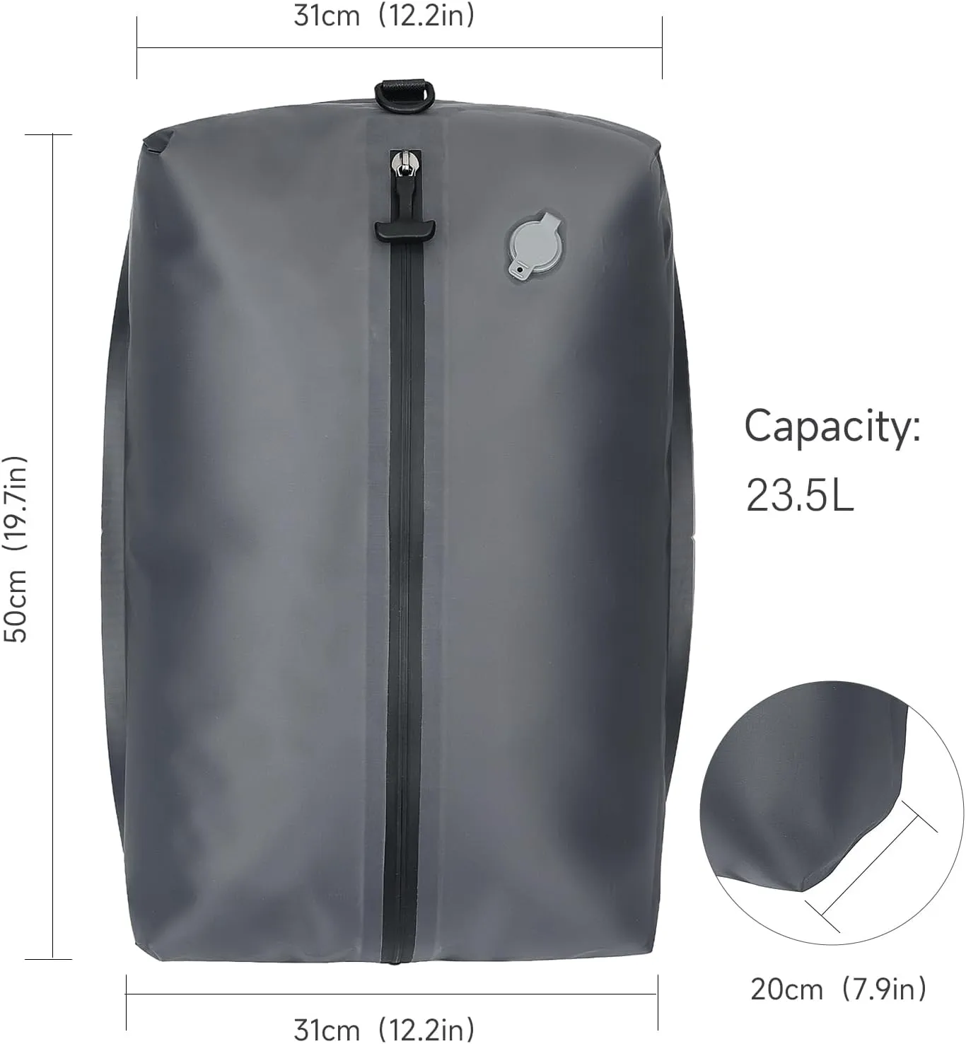 Vacuum bags for travel,23.5L Reusable compression bag with Waterproof Zipper, Space Saver Bags for Suitcases Backpack Travel and business(1PC No Pump)