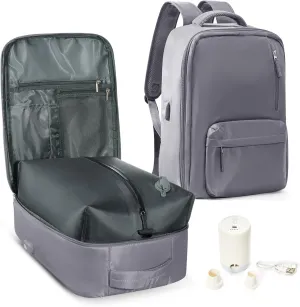 Vacuum Seal Backpack for Travel with Air Pump Vacpack Airback Carry on Flight Approved Compression Daypack Laptop Space Saver Bags Storage with Vacuum System 18x14x8 inches Travel Bag Women Men Grey