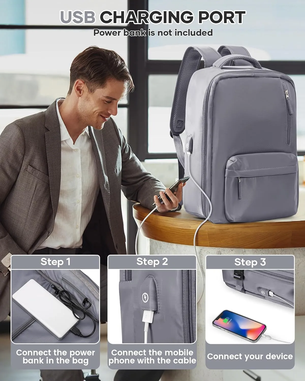 Vacuum Seal Backpack for Travel with Air Pump Vacpack Airback Carry on Flight Approved Compression Daypack Laptop Space Saver Bags Storage with Vacuum System 18x14x8 inches Travel Bag Women Men Grey