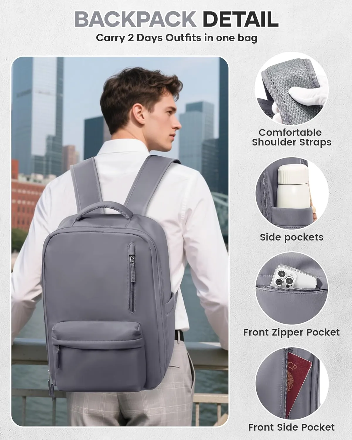 Vacuum Seal Backpack for Travel with Air Pump Vacpack Airback Carry on Flight Approved Compression Daypack Laptop Space Saver Bags Storage with Vacuum System 18x14x8 inches Travel Bag Women Men Grey