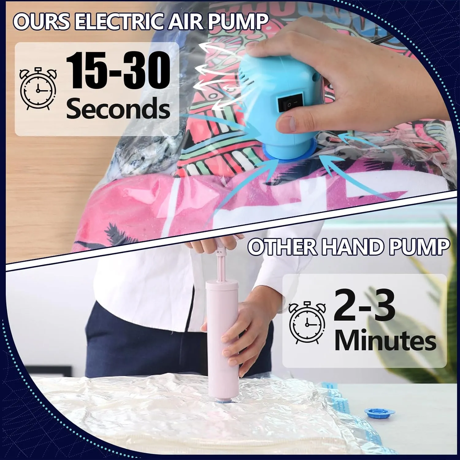 Vacuum Seal Bags for Clothing with Electric Pump, 15 Pack (3 Jumbo 3 Large 3 Medium 3 Small 3 Roll Up) Space Bags Vacuum Storage Bag for Travel, Luggage, Blankets, Bedding