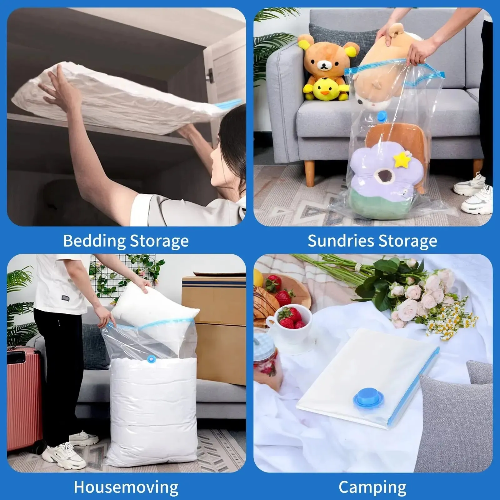 Vacuum Storage Bag for Clothing, Comforters, Blankets, Bedding Home Packing Organizers Not Include Pump