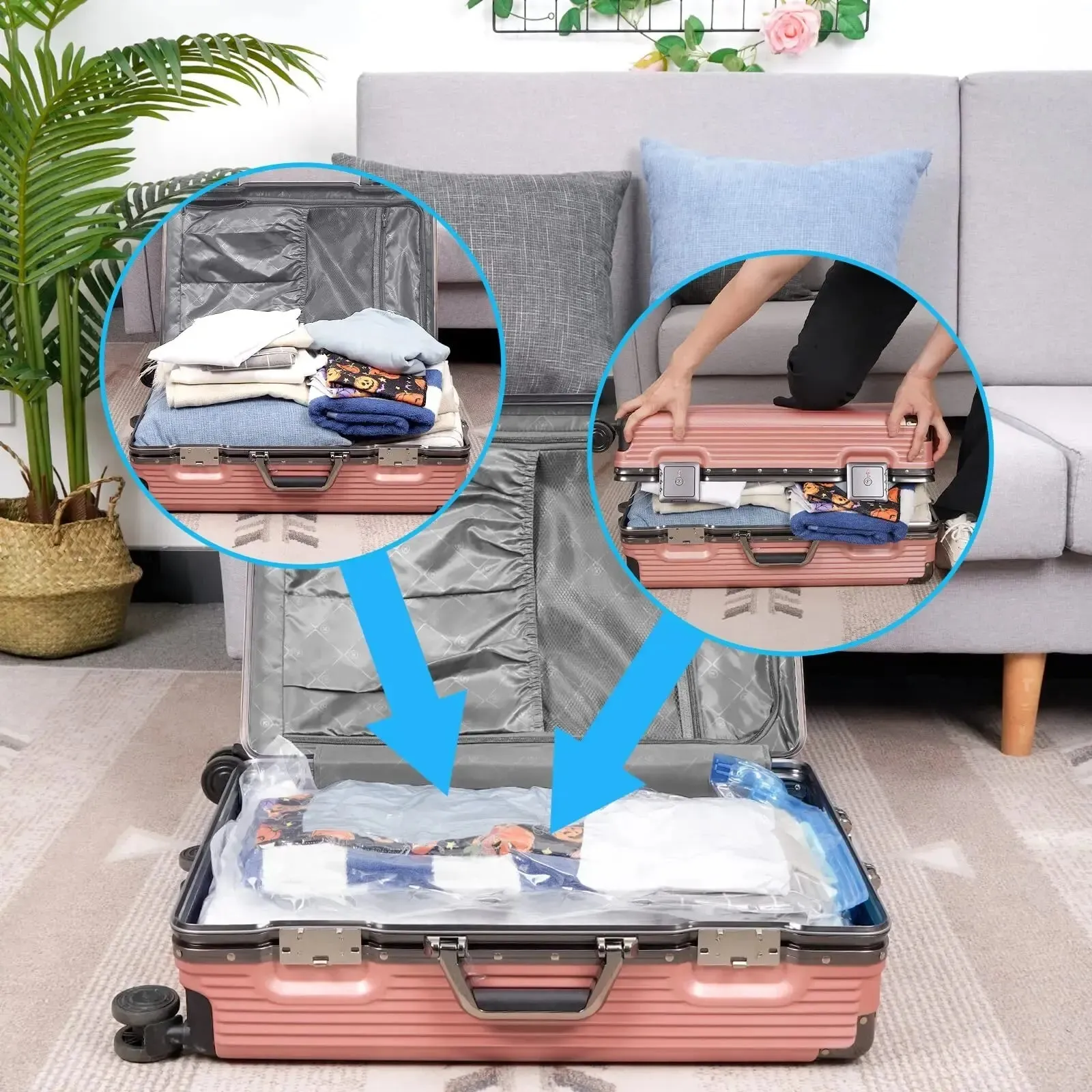 Vacuum Storage Bag for Clothing, Comforters, Blankets, Bedding Home Packing Organizers Not Include Pump