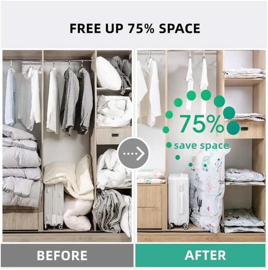Vacuum Storage Bag Pumping Cotton Quilt Compression Bag Packing Finishing Vacuum Bag Thickening Clothes Storage Bag(Bear,50 X 70cm)
