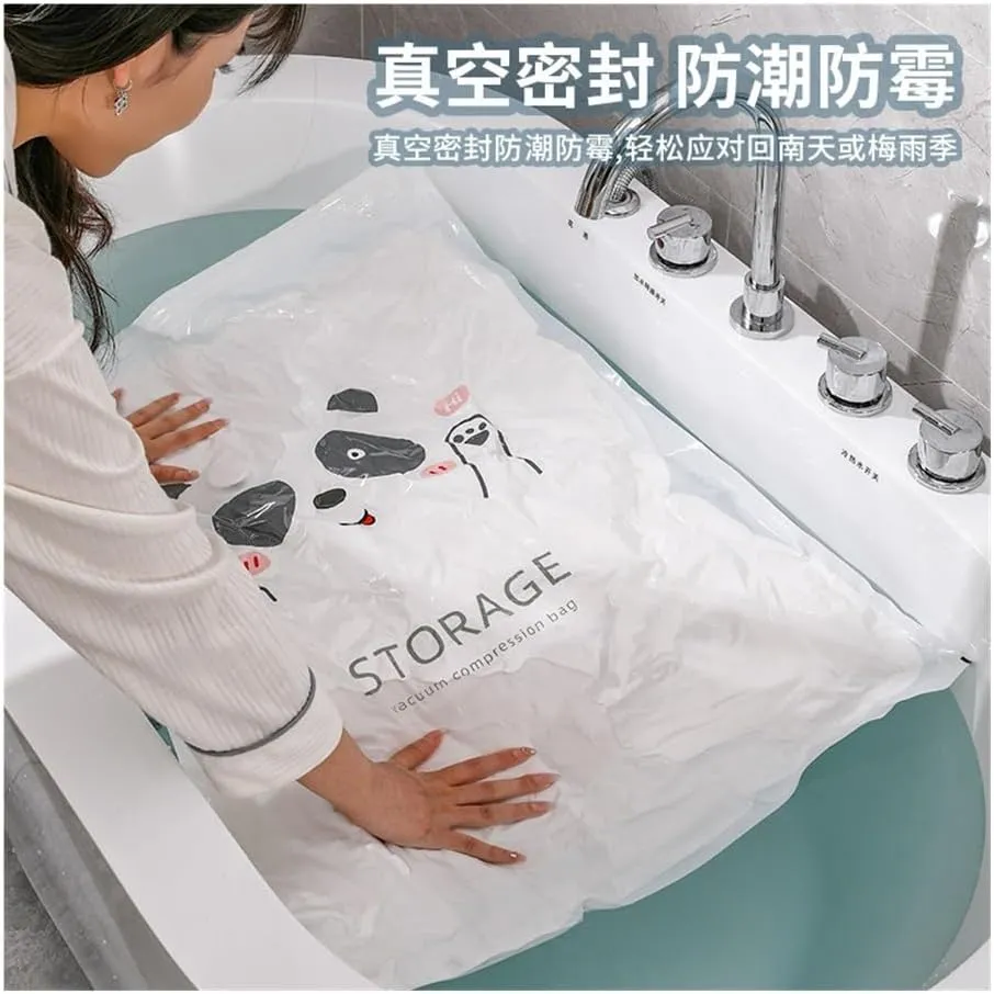 Vacuum Storage Bag Pumping Cotton Quilt Compression Bag Packing Finishing Vacuum Bag Thickening Clothes Storage Bag(Bear,50 X 70cm)