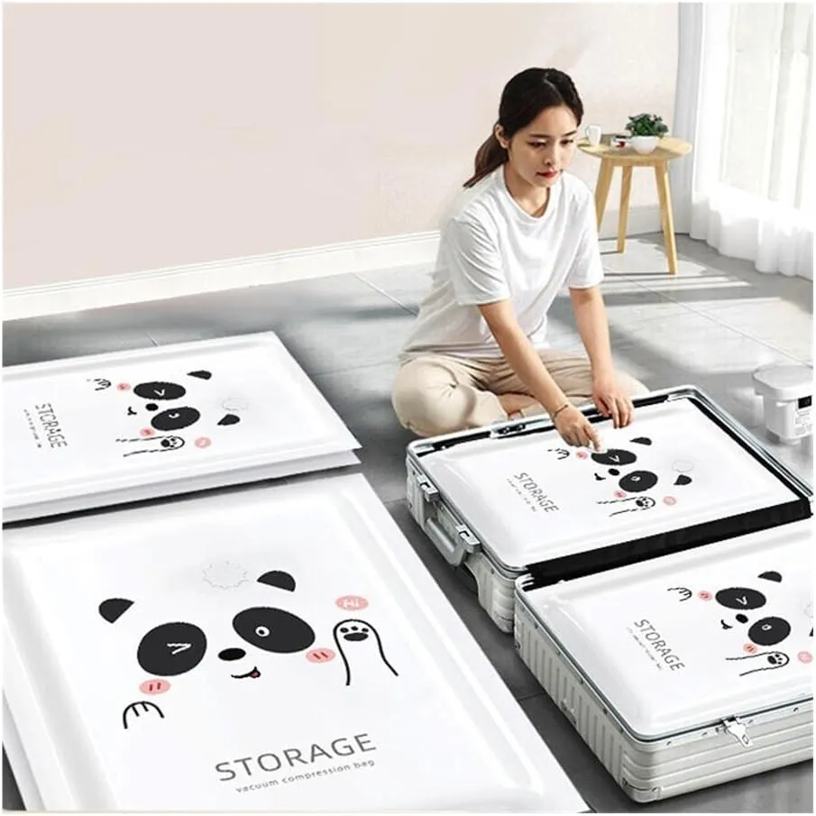 Vacuum Storage Bag Pumping Cotton Quilt Compression Bag Packing Finishing Vacuum Bag Thickening Clothes Storage Bag(Bear,50 X 70cm)
