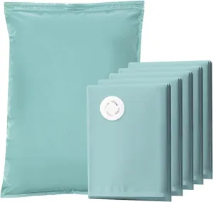 Vacuum Storage Bags, 5 Pack Jumbo Compression Bags for travel, Storage Bags Vacuum Sealed, Vacuum Bags for Travel, Home (No Need to Remove the Valve Cover)