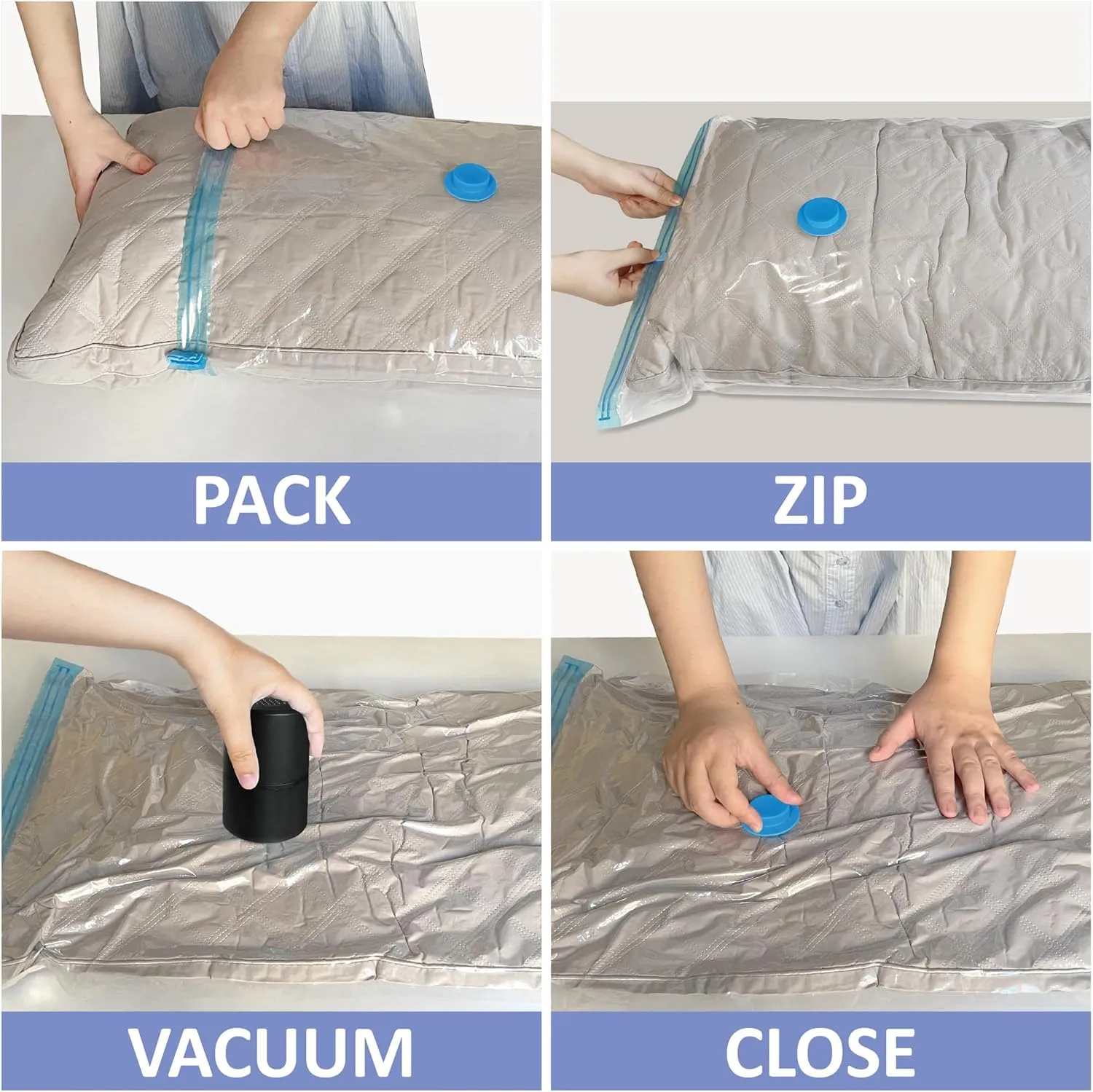 Vacuum Storage Bags with Electric Air Pump, 12 Medium (27.5x19,5in), Space Saver Bags with Pump, Storage Vacuum Sealed Bags for Clothes, Comforters, Blankets, Bedding