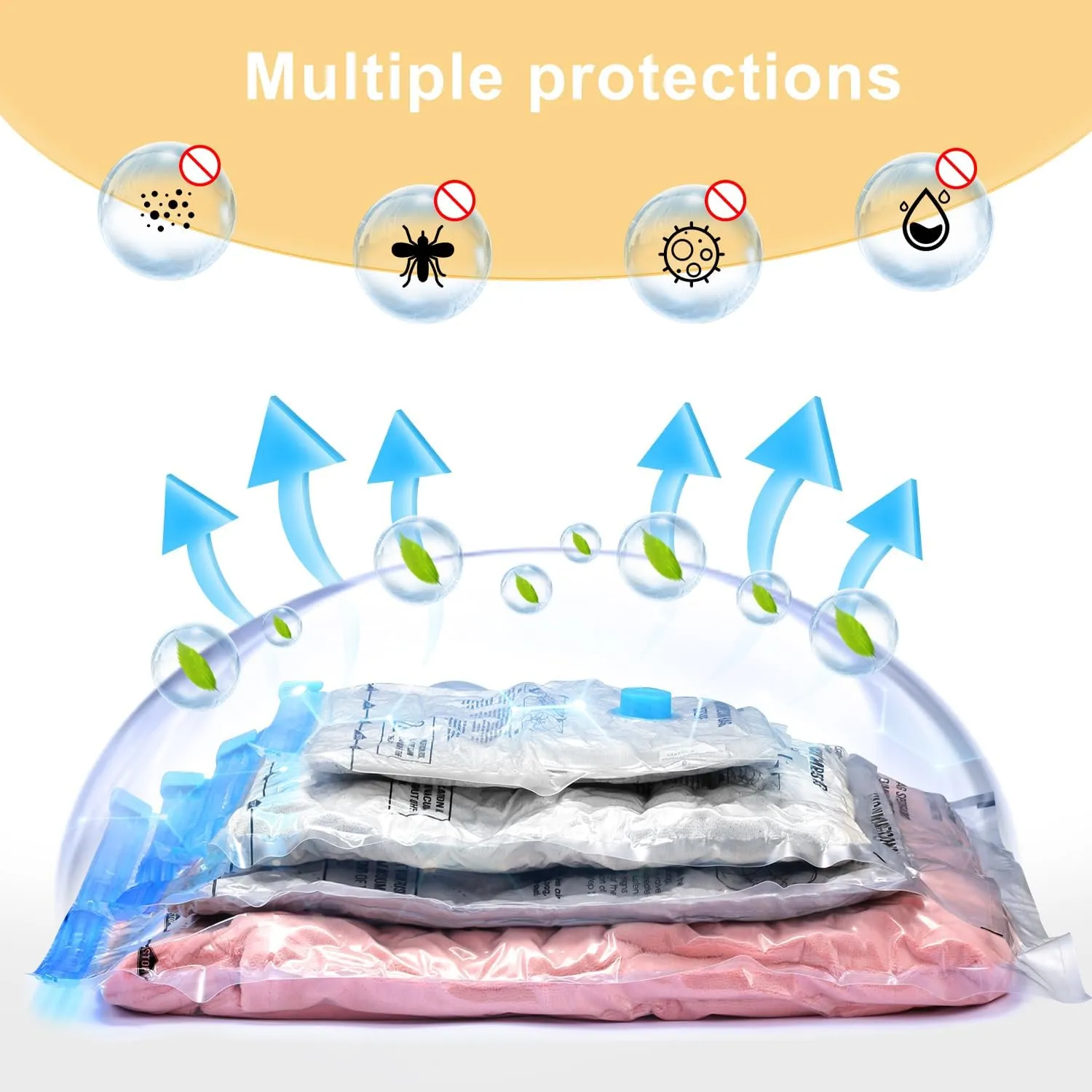 Vacuum Travel Bags Combo 6 Pack - Space Saver Vacuum Storage Bags for Clothing, Blankets, Pillows - Travel Essentials