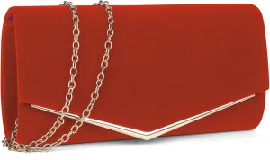 Velvet Clutch Bag for Women Black Formal Evening Bag Wedding Purse Red Suede Prom Cocktail Party Handbag with Chain