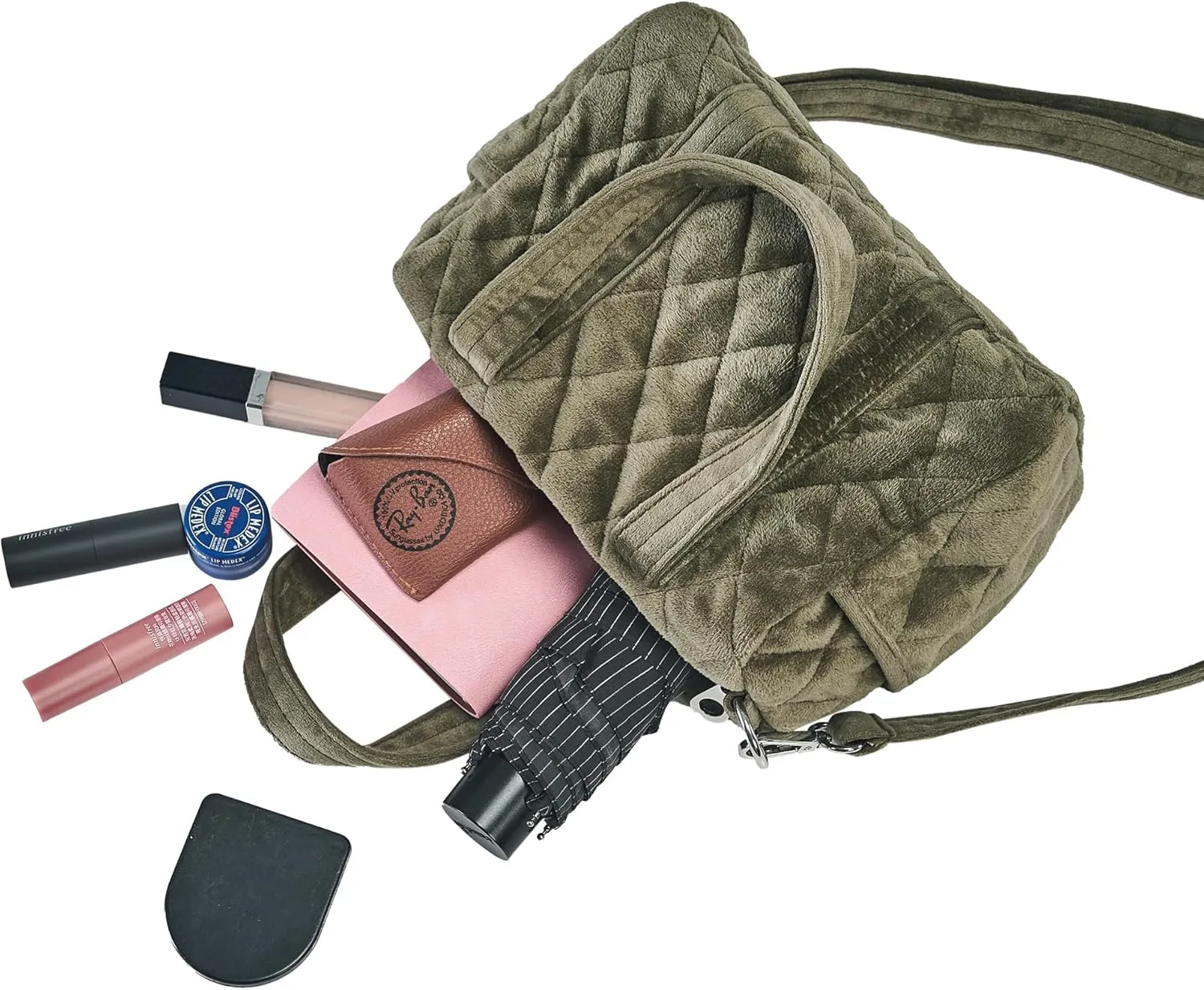 Velvet Quilted Tote Bag for Women Handbag with Detachable Strap Shoulder Bag Cute Purse Hobo Bag with Zipper