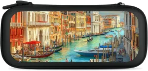 Venice Grand Canal Compatible with Switch Carrying Case Hard Travel Game Bag Pouch with 15 Games Accessories