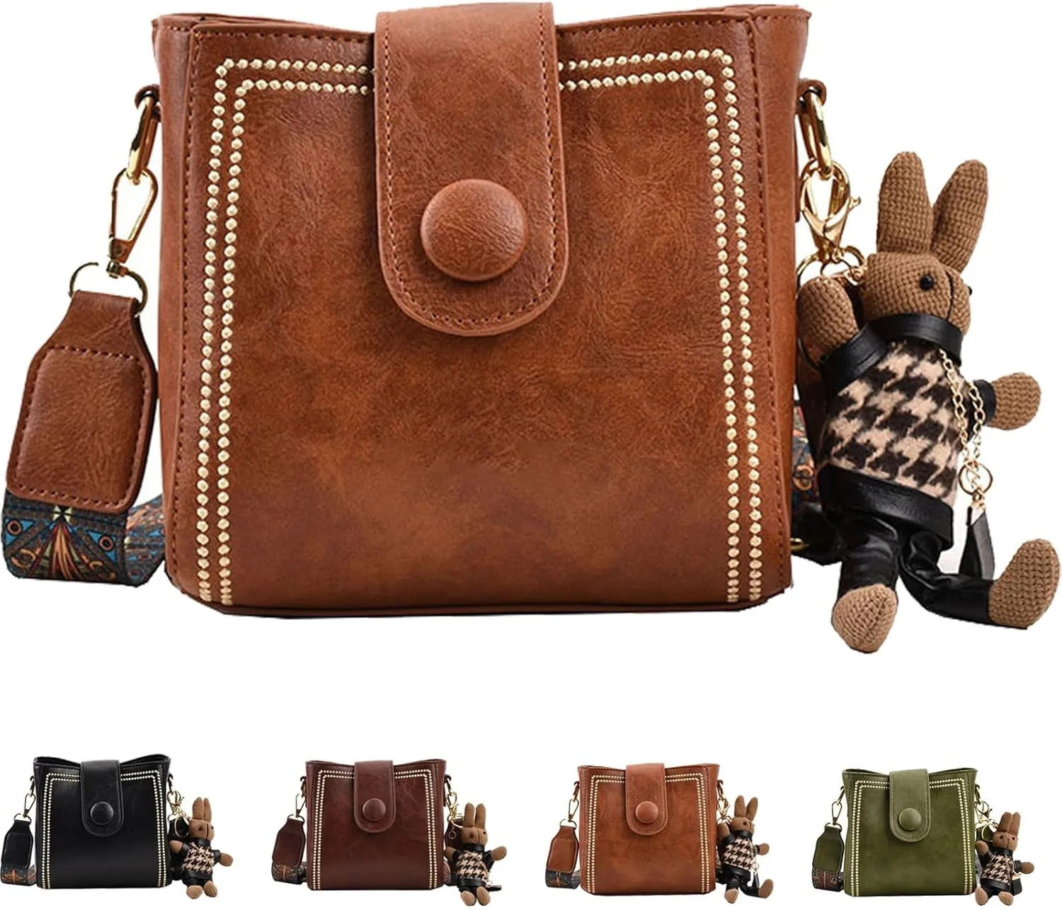 Vintage Fashion Bag With Adjustable Wider Shoulder Strap, Vintage Retro Small Water Bucket Bag