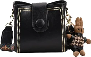 Vintage Fashion Bag With Adjustable Wider Shoulder Strap, Vintage Retro Small Water Bucket Bag