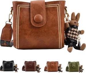 Vintage Fashion Bag With Adjustable Wider Shoulder Strap, Vintage Retro Small Water Bucket Bag