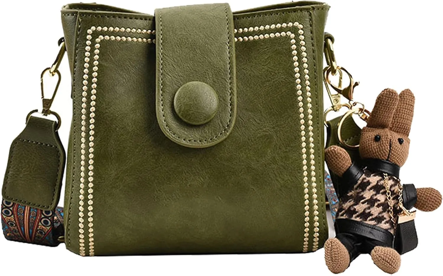 Vintage Fashion Bag With Adjustable Wider Shoulder Strap, Vintage Retro Small Water Bucket Bag
