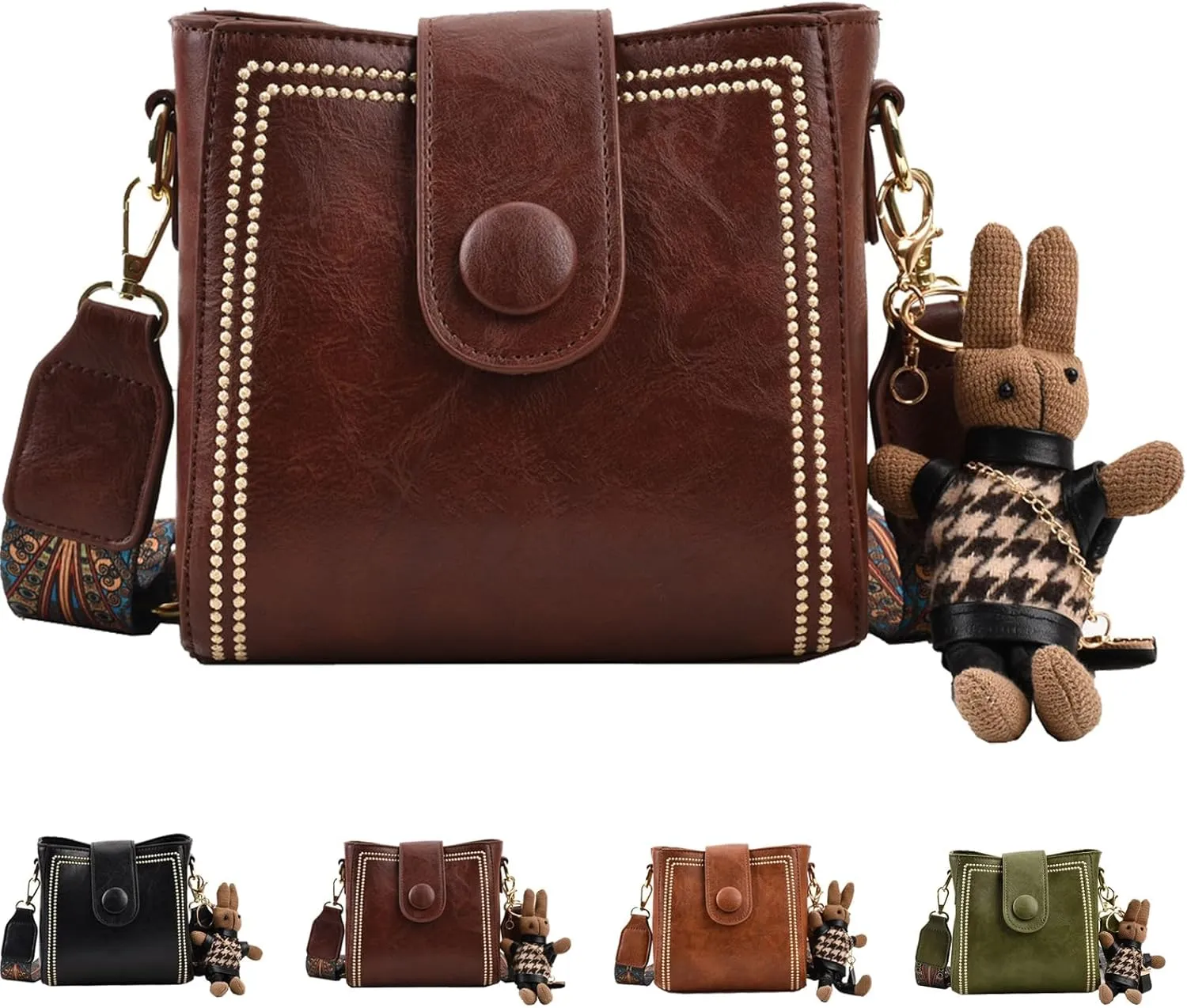 Vintage Fashion Bag With Adjustable Wider Shoulder Strap, Vintage Retro Small Water Bucket Bag
