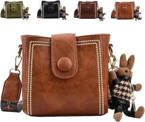Vintage Retro Small Water Bucket Bag, Vintage Fashion Bag With Adjustable Wider Shoulder Strap, Vintage Fashion Crossbody Bag