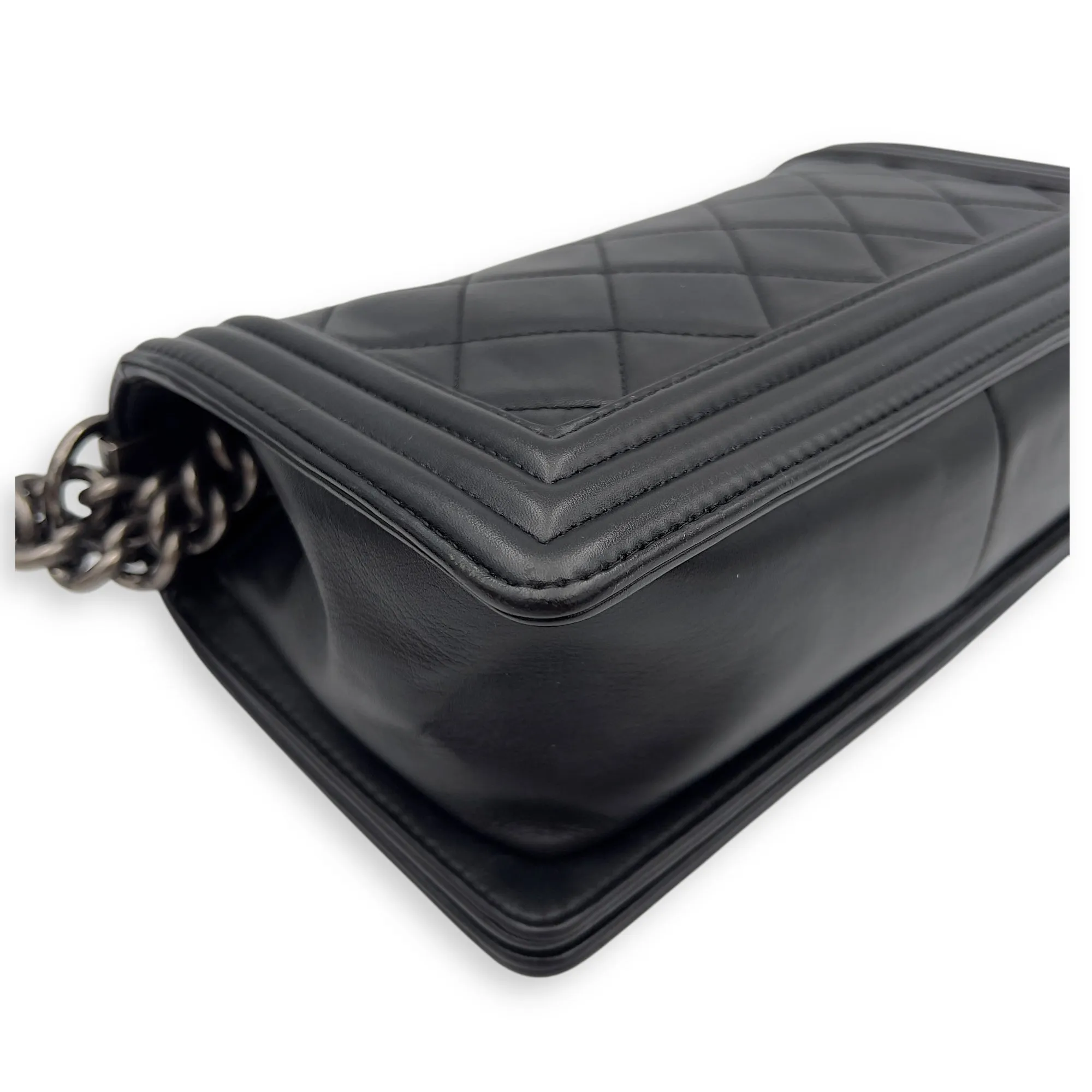 Virtual Shoulder Old hardware Lambskin, Medium Black Bag Ruthenium Boy Wholesale in