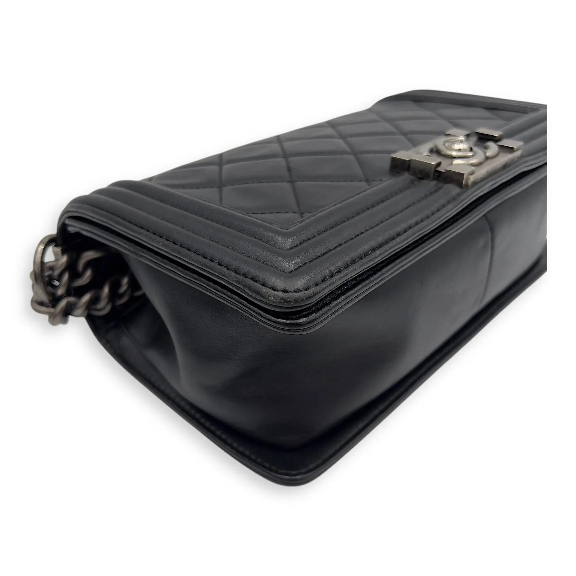 Virtual Shoulder Old hardware Lambskin, Medium Black Bag Ruthenium Boy Wholesale in