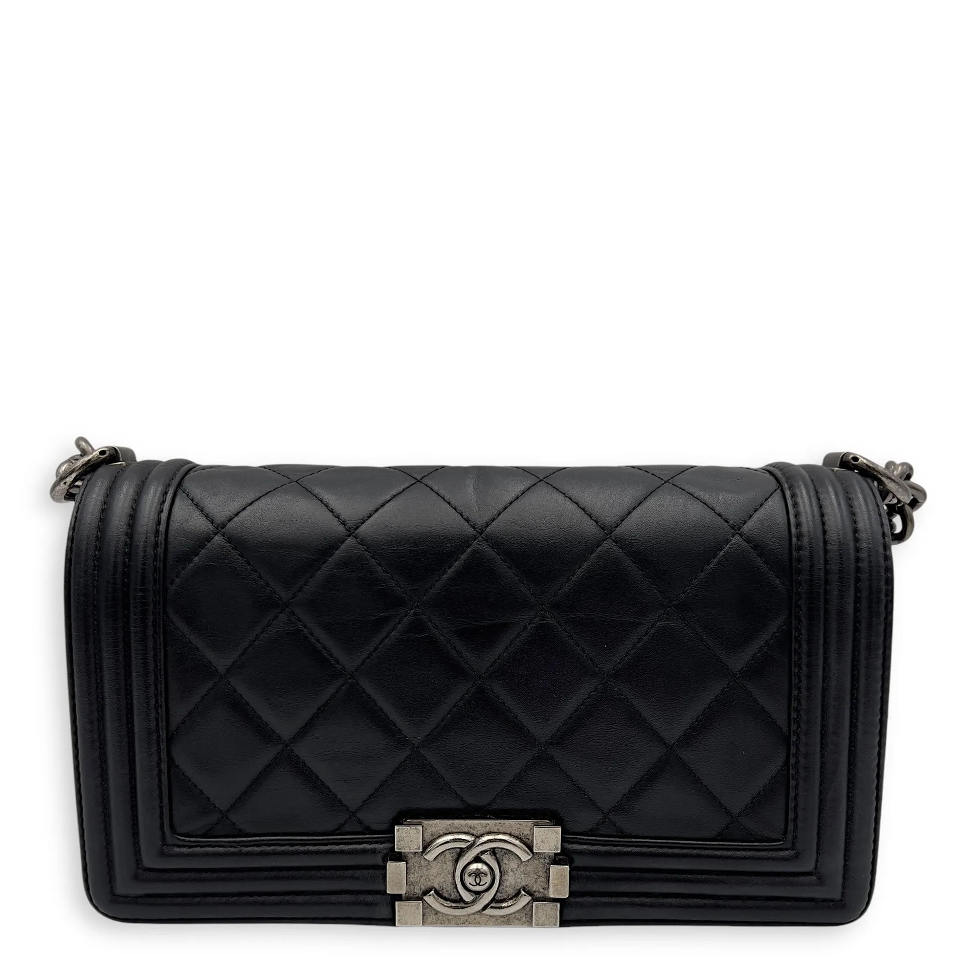 Virtual Shoulder Old hardware Lambskin, Medium Black Bag Ruthenium Boy Wholesale in