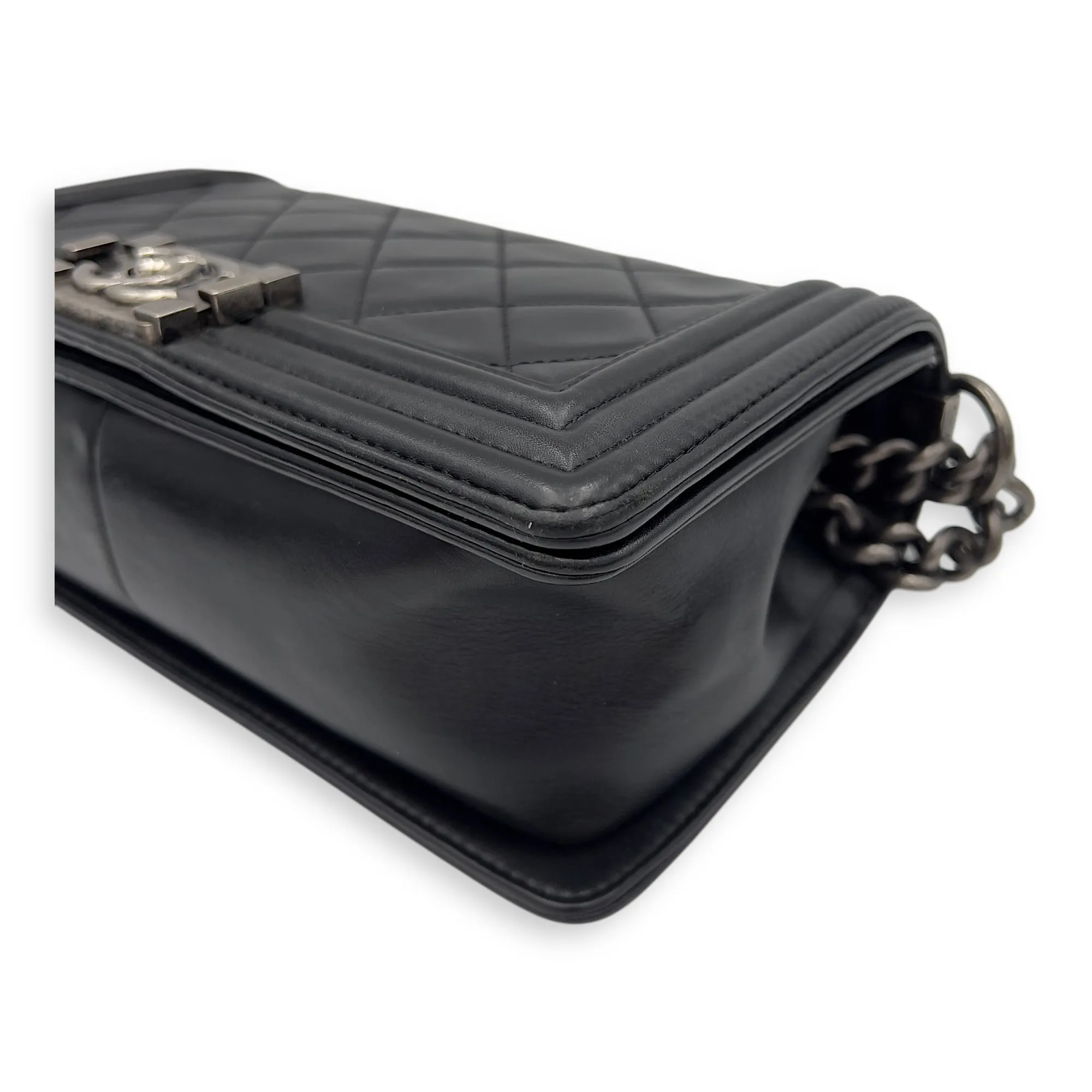 Virtual Shoulder Old hardware Lambskin, Medium Black Bag Ruthenium Boy Wholesale in
