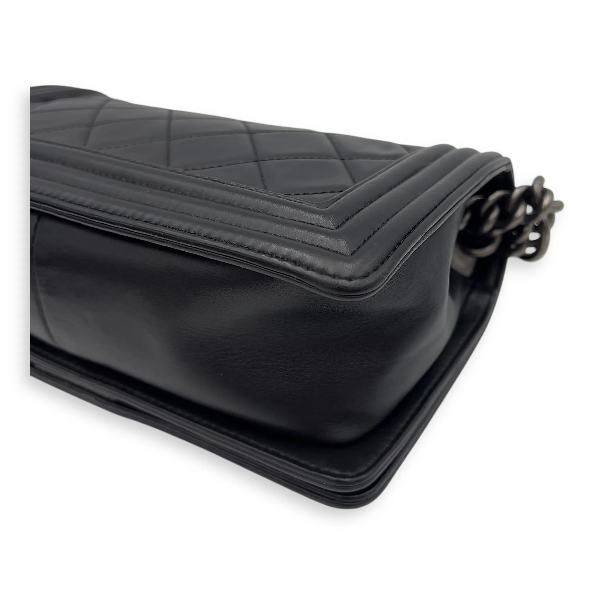 Virtual Shoulder Old hardware Lambskin, Medium Black Bag Ruthenium Boy Wholesale in