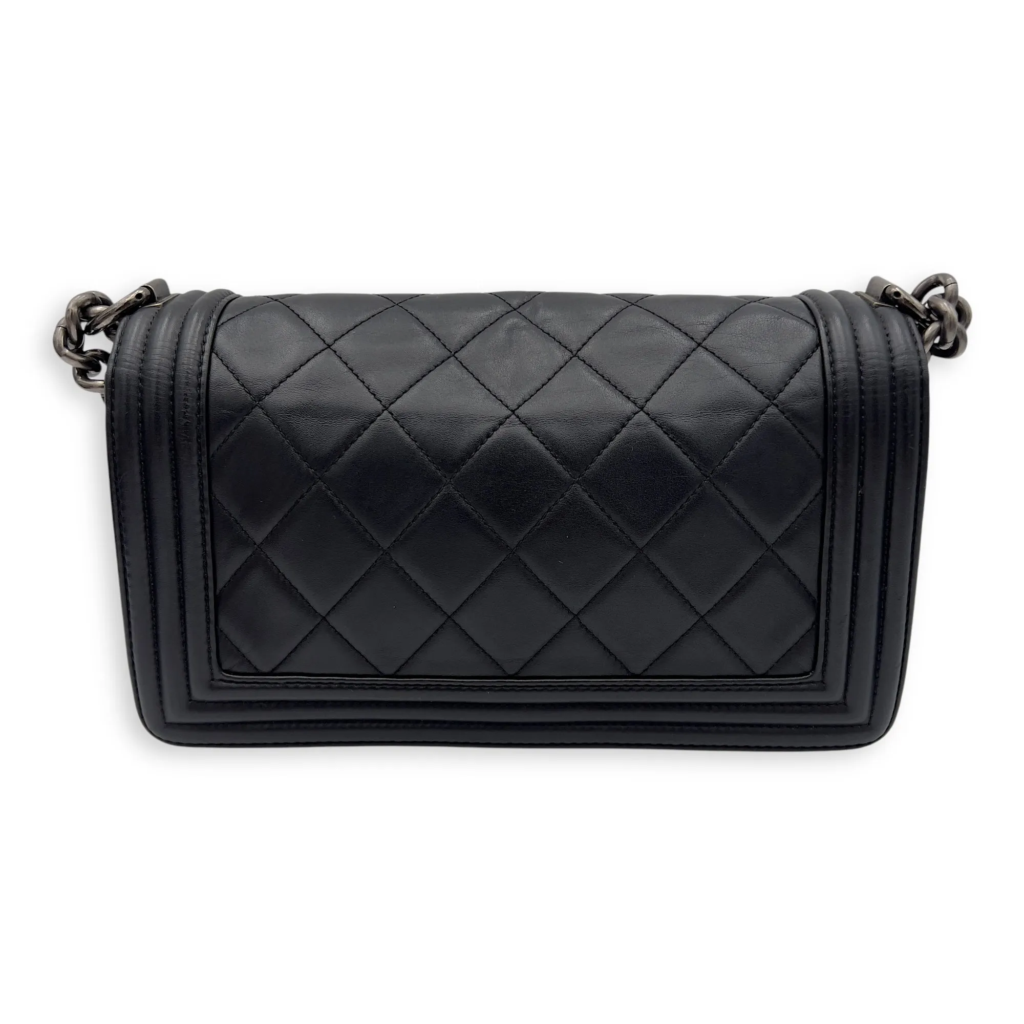 Virtual Shoulder Old hardware Lambskin, Medium Black Bag Ruthenium Boy Wholesale in